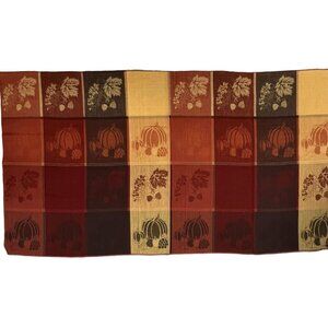 Autumn Thanksgiving Harvest Table Runner Pumpkins Leaves 26" x 47" Orange Brown